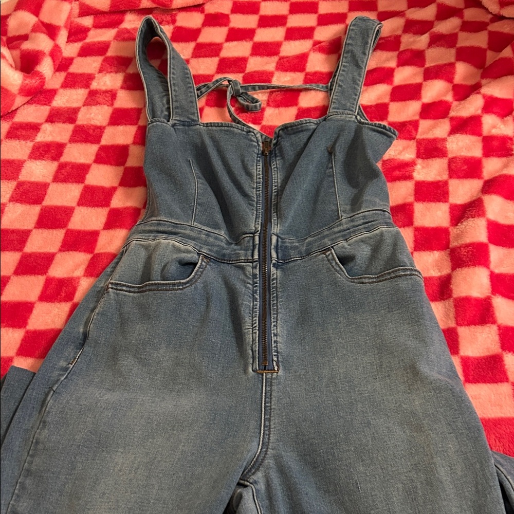We The Free Blue Denim Jumpsuit
